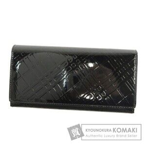 Burberry Checked Long Wallet Patent Leather